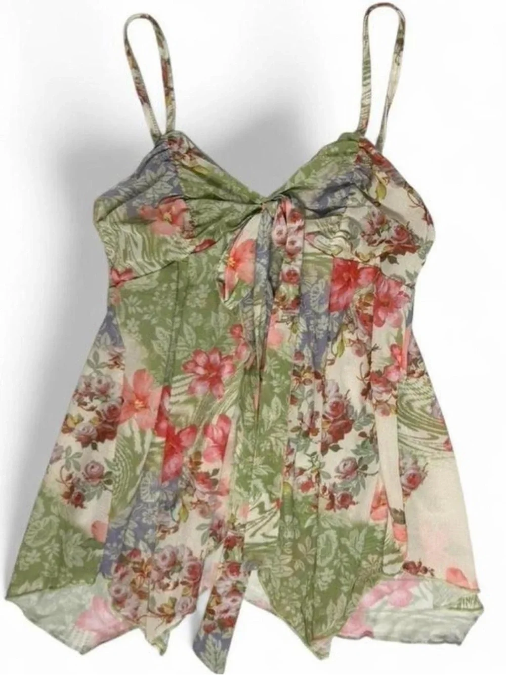 Floral Babydoll Cami Top XS Flowy Boho Cottagecore Fairycore Y2K Garden Festival - Picture 1 of 7